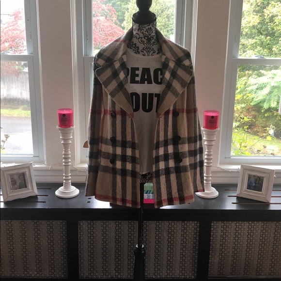 BURBERRY NOVA CHECK WOOL PEACOAT - Picture 3 of 7